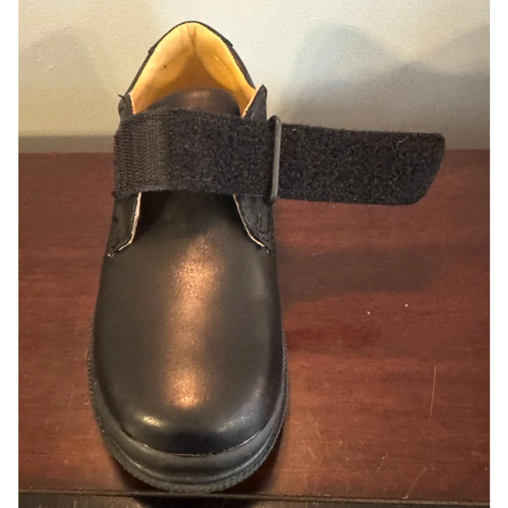 Geox Respira Boys Black Leather School Shoes Hook Loop Strap EU 31 US 13 Uniform